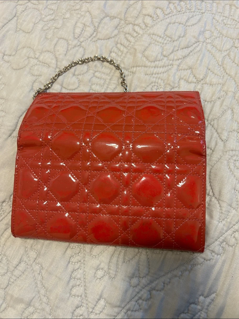 Dior Red Patent Quilted Envelope Wallet